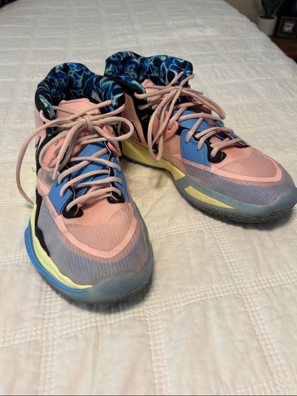 Nike Black Sneakers with Blue and Yellow Patterned Lining